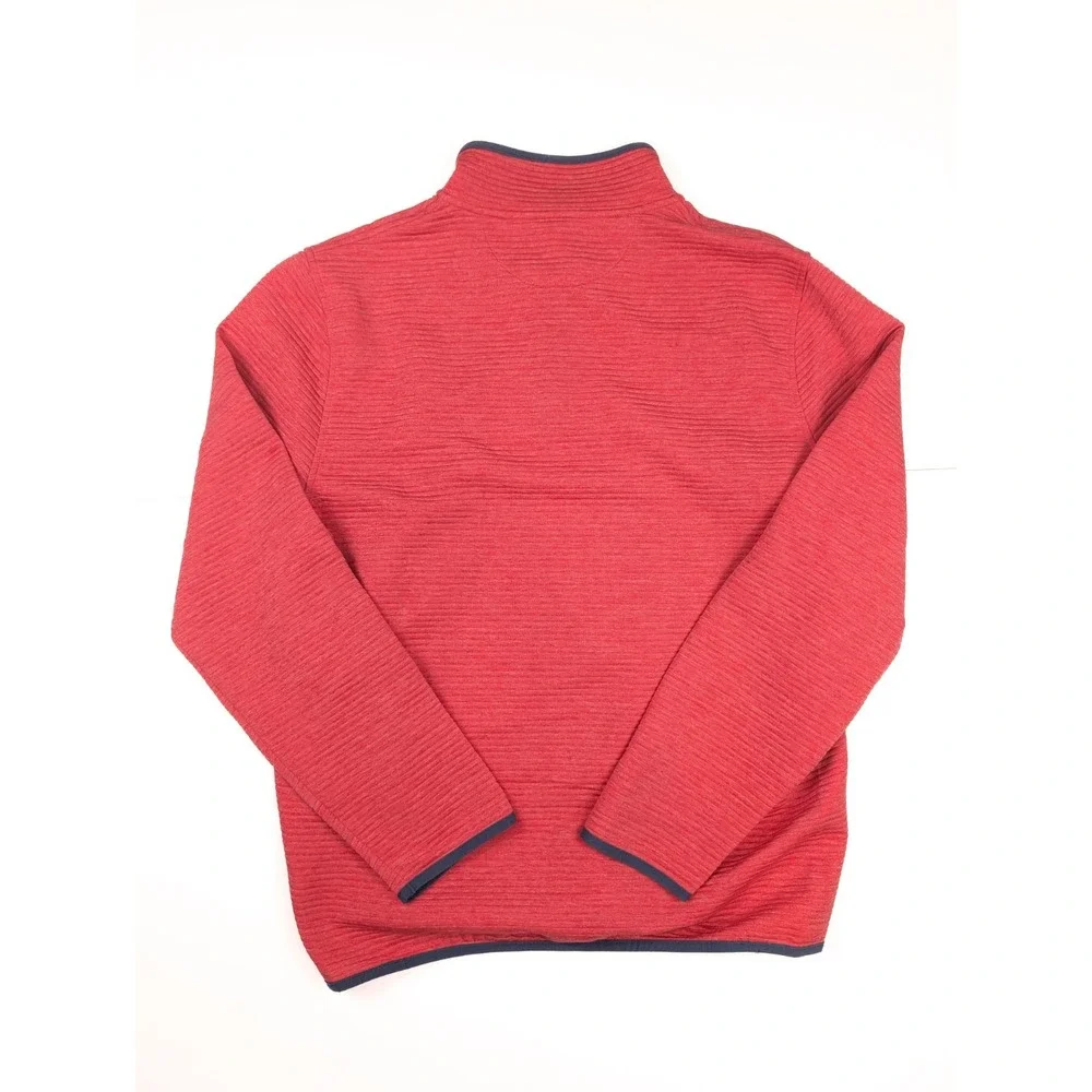 J. Crew Authentic Fleece Red Pink‎ 1/4 Button Pullover Sweater Men's Size Large